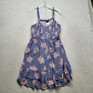 Torrid Women Dress 1 Blue Floral Fit & Flare Sundress Button Smocked Sleeveless